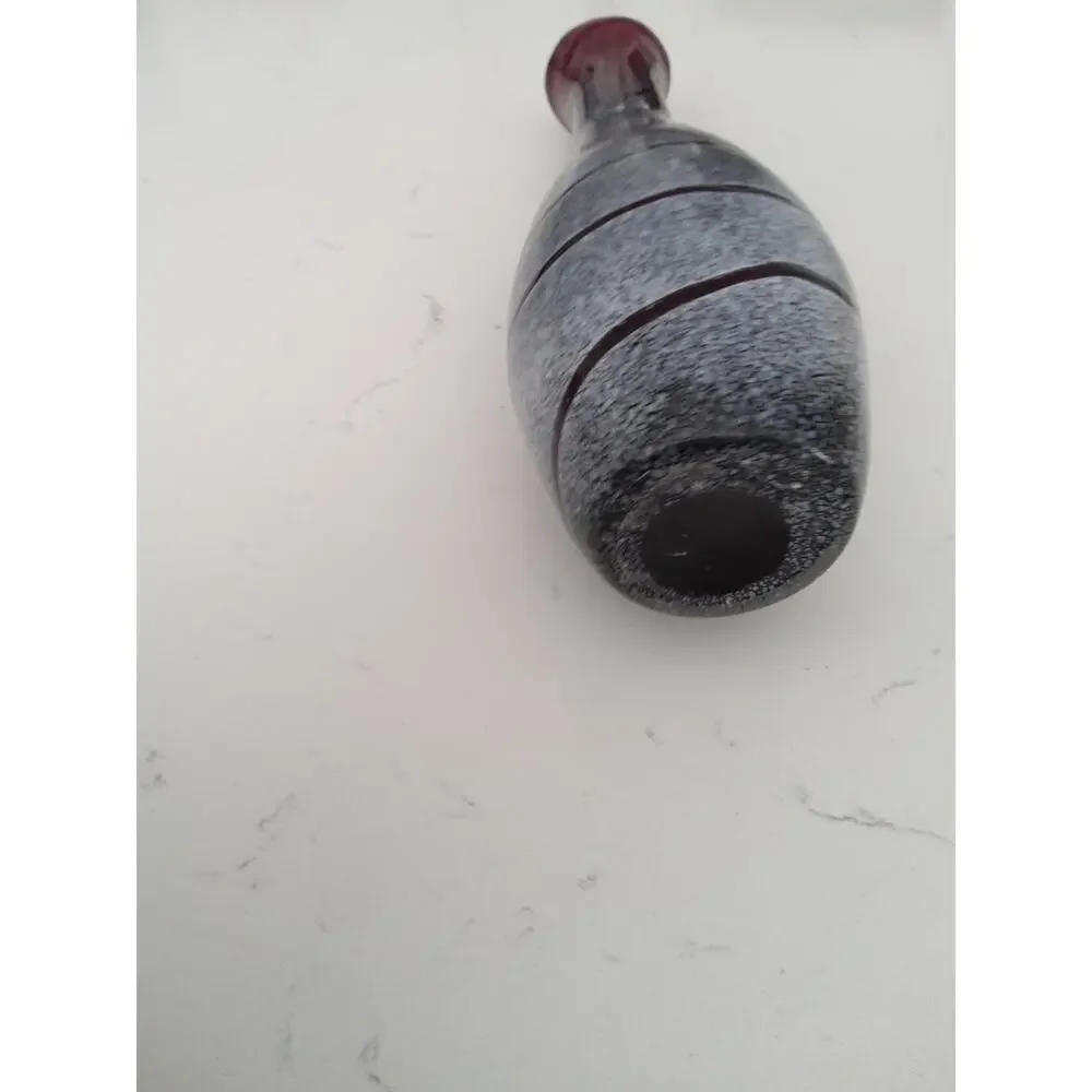 Amethyst purple blown glass vase( Blenko?) WhitevSwirl pattern/brushed